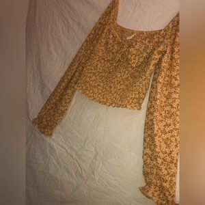 Kingston Grey XL  cropped blouse  print / leaves  new no tags